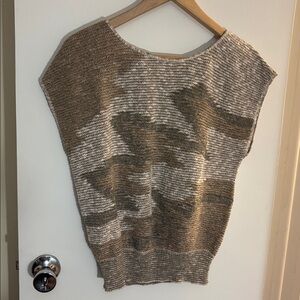 VTG 80s 90s Beldoch Popper sleeveless sweater top Womens Camo Abstract Linen